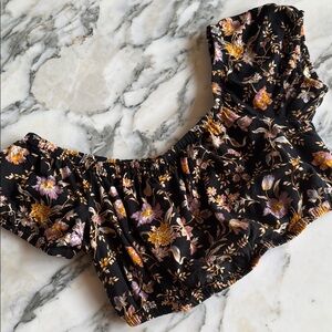 American Eagle Outfitters Floral Off-Shoulder Crop Top Women’s X Small